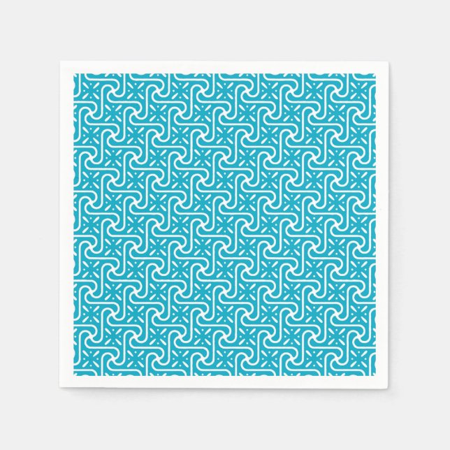 Egyptian tile pattern, turquoise and white napkin (Front)