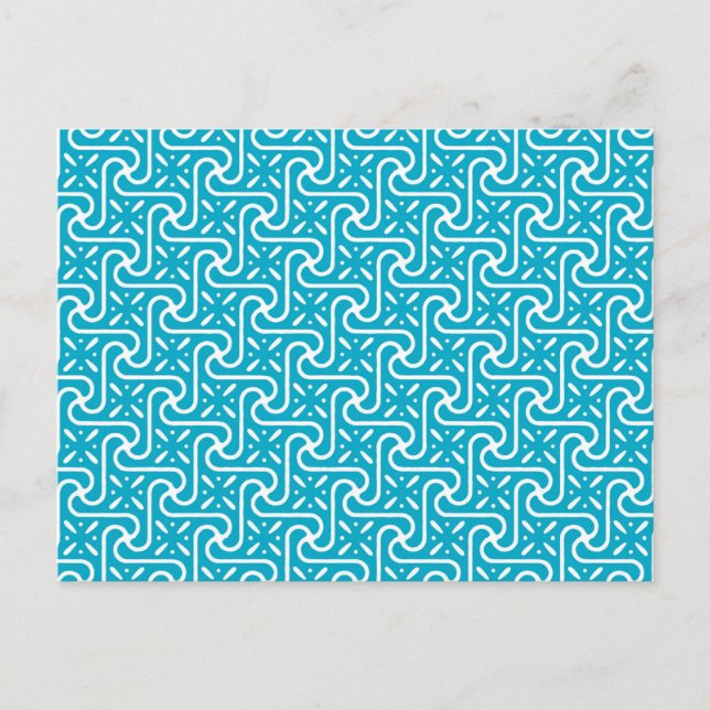 Egyptian tile pattern, turquoise and white postcard (Front)