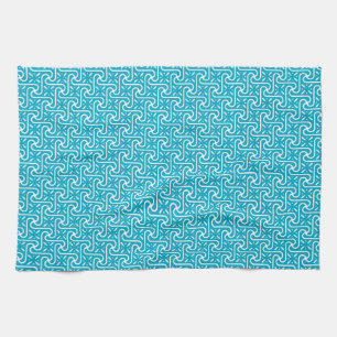 Egyptian tile pattern, turquoise and white tea towel