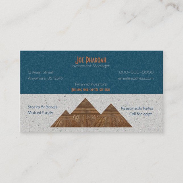 Egyptian Topaz Golden Pyramid Abstract Art Business Card (Front)