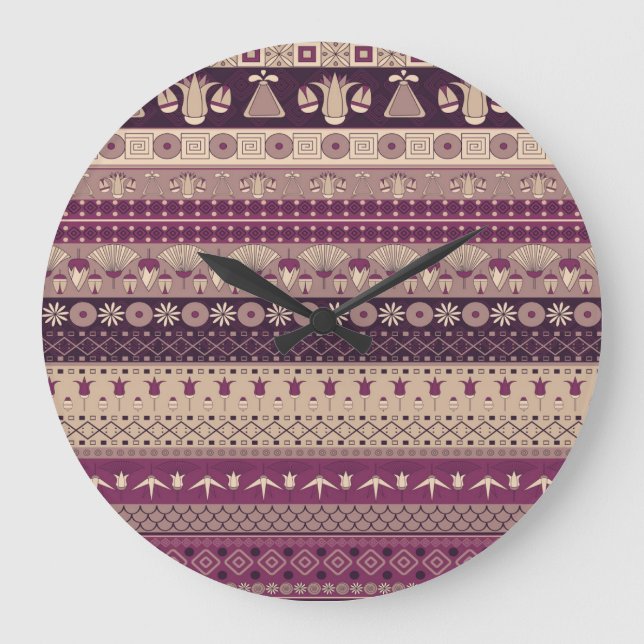 Egyptian Tribal: Ancient Seamless Large Clock (Front)