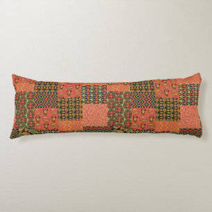 Egyptian Tribal Faux Patchwork Rusty Red Body Cushion