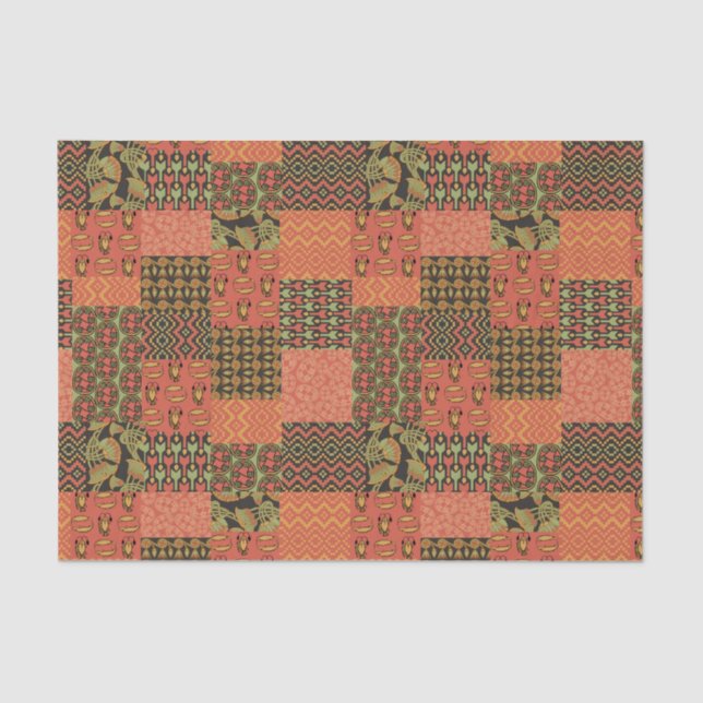 Egyptian Tribal Faux Patchwork Tissue Paper Sheet (Front)