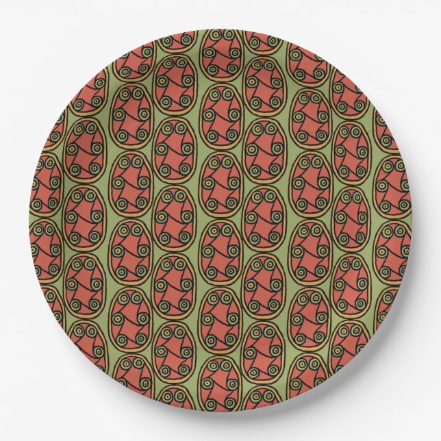 Egyptian Tribal Shield on Green Paper Plate (Front)