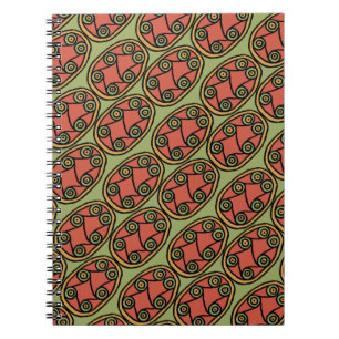 Egyptian Tribal Shield Pattern on Green Background Notebook