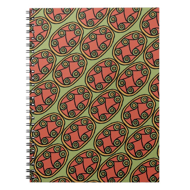 Egyptian Tribal Shield Pattern on Green Background Notebook (Front)
