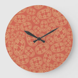 Egyptian Tribal Shields on Red Wall Clock