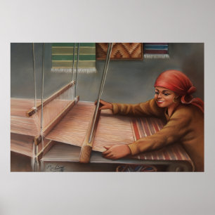 Egyptian Village Woman Carpet Weaver Traditional  Poster