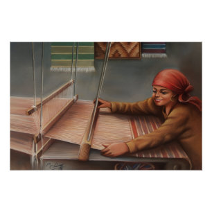 Egyptian Village Woman Carpet Weaver Traditional  Poster