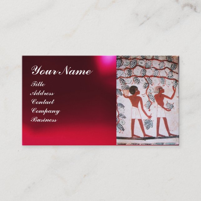EGYPTIAN VINEYARD WINE GRAPE HARVEST  White Pearl Business Card (Front)