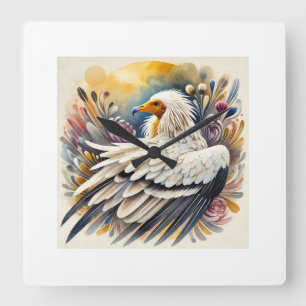 Egyptian vulture 020924AREF126 - Watercolor Square Wall Clock