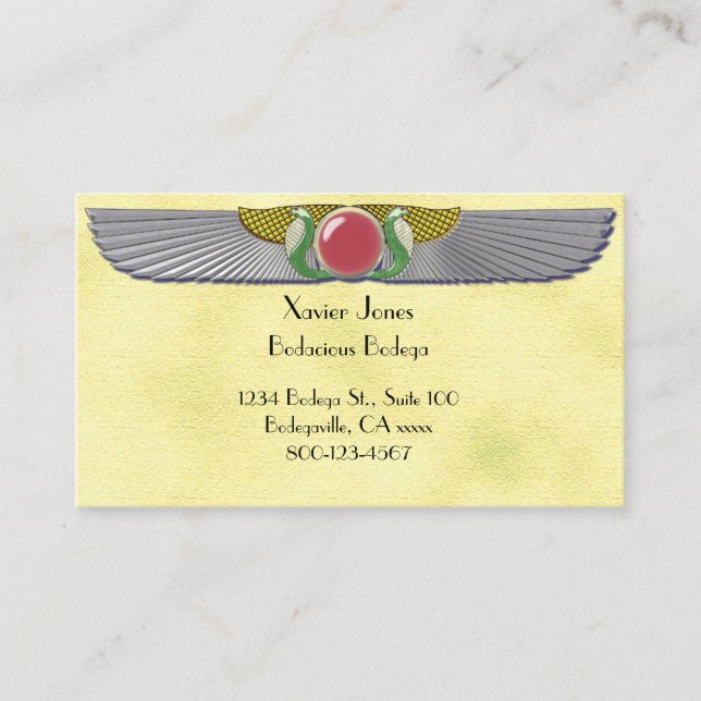 Egyptian winged disc 1 personalised business card (Front)