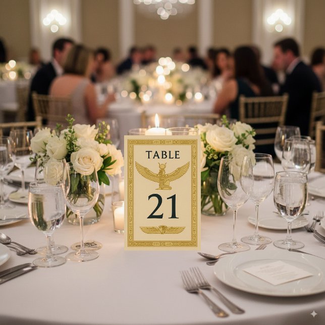Egyptian Winged Sun & Ankh – Editable Table Number (Creator Uploaded)