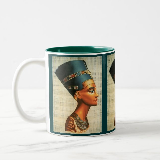Egyptica Queen Nefertiti Ancient History Drinkware Two-Tone Coffee Mug (Left)