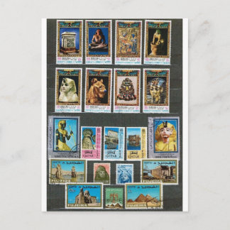 Egyptology on stamps postcard