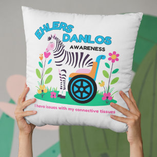 Ehlers Danlos Awareness Zebra Throw Pillow