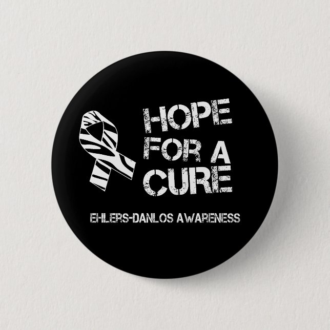 Ehlers-Danlos Hope Zebra Stripe Ribbon Button (Front)