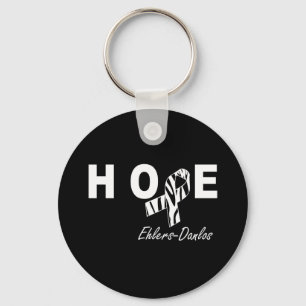 Ehlers-Danlos Hope Zebra Stripe Ribbon Keychain