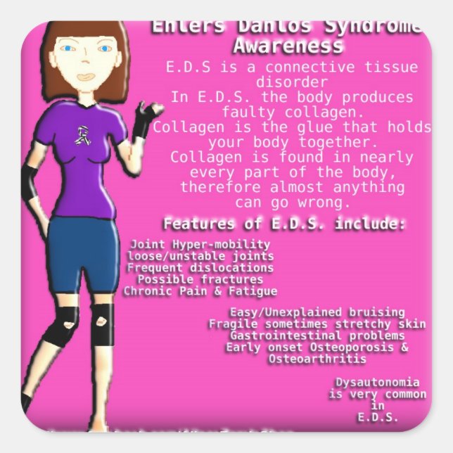 Ehlers Danlos Syndrome awareness page sticker (Front)