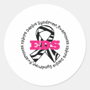 Ehlers Danlos Syndrome Awareness Ribbon Classic Round Sticker
