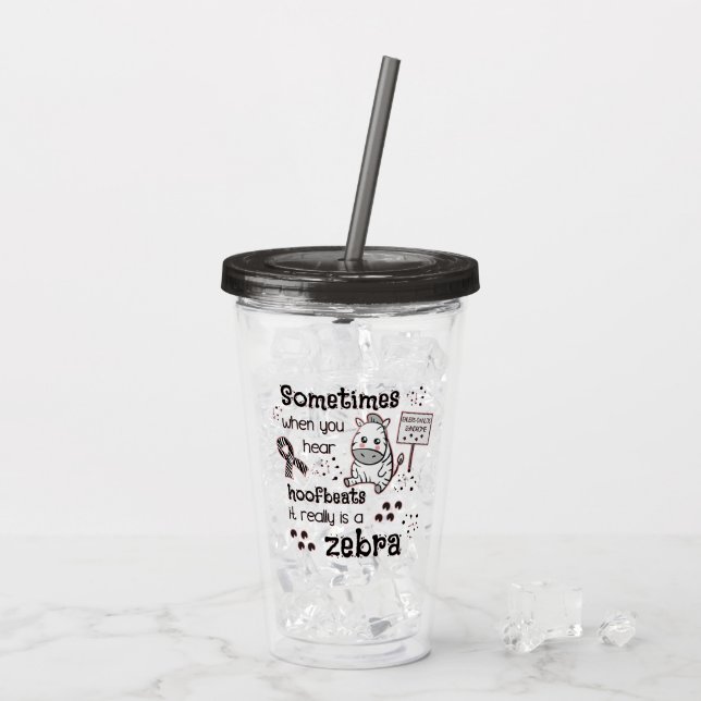 Ehlers-Danlos Syndrome Zebra Awareness Acrylic Tumbler (Back Ice)