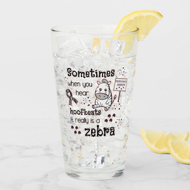 Ehlers-Danlos Syndrome Zebra Awareness Glass (Back Ice)