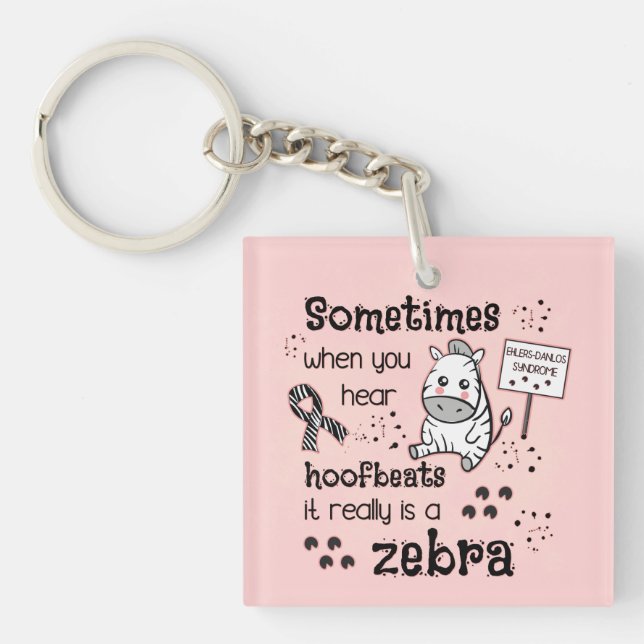 Ehlers-Danlos Syndrome Zebra Awareness Key Ring (Front)