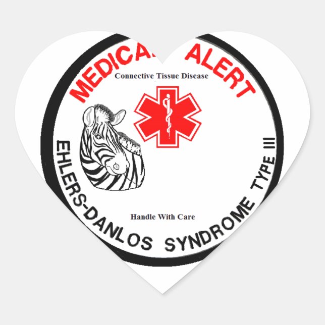 Ehlers Danlos Type 3 Medical Alert Heart Sticker (Front)