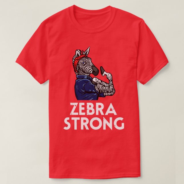 EhlersDanlos Syndrome Rosie the Riveter Zebra Stro T-Shirt (Design Front)
