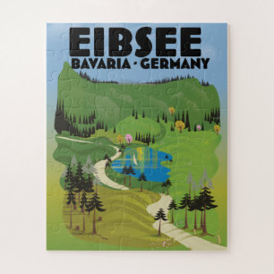 Eibsee Germany travel poster. Jigsaw Puzzle