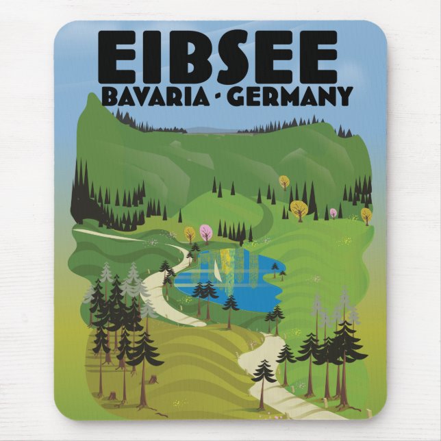 Eibsee Germany travel poster. Mouse Mat (Front)