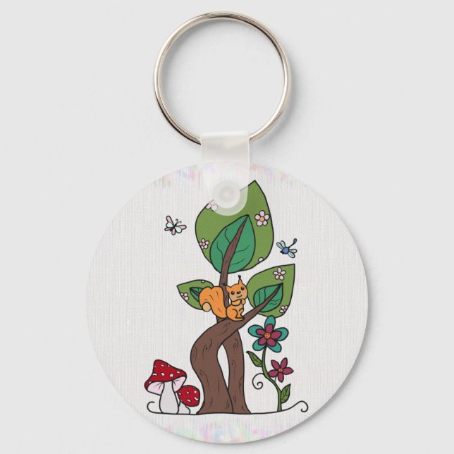 Eichhörnchen in Baum Key Ring (Front)