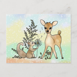 Eichhörnchen und Reh Postcard