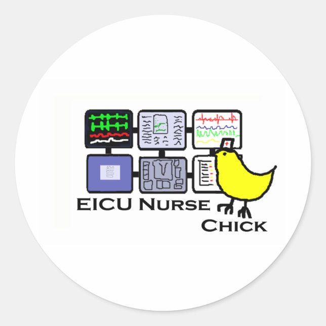 eICU Nurse chick Classic Round Sticker (Front)