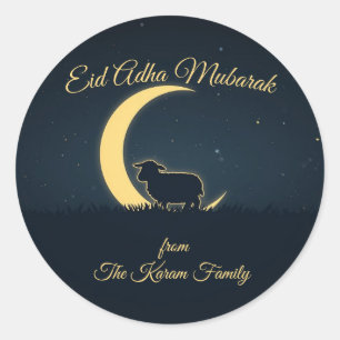 Eid Adha Mubarak Muslim Classic Round Sticker
