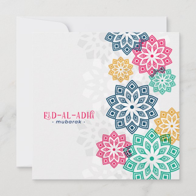 Eid al adha arabic greeting with islamic pattern holiday card (Front)
