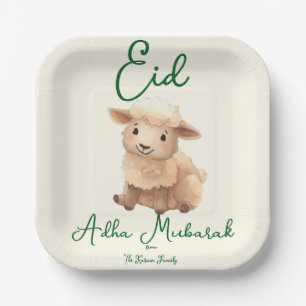 Eid  Al Adha Beige Cute Sheep Dinner  Paper Plate