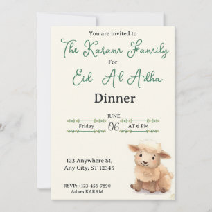 Eid  Al Adha Beige Cute Sheep Party Invitation