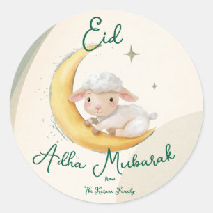 Eid  Al Adha dusty Green  Classic Round Sticker