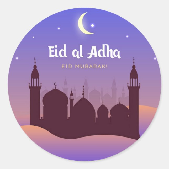 Eid Al Adha Mubarak Classic Round Sticker (Front)