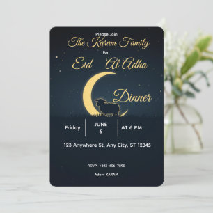 Eid  Al Adha Mubarak  Elegant Dinner  Invitation