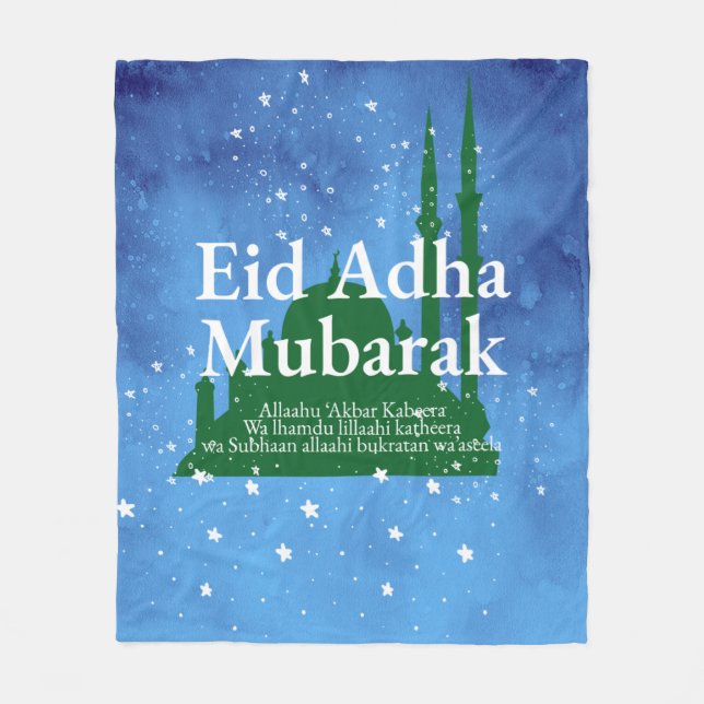 Eid Al-adha Mubarak Fleece Blanket (Front)