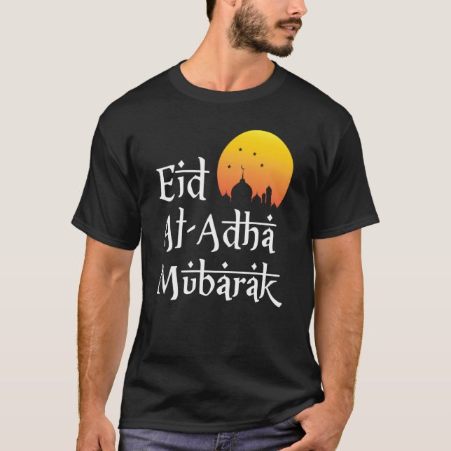 Eid Al Adha Mubarak Islamic Apparel For Muslim Men T-Shirt (Front)