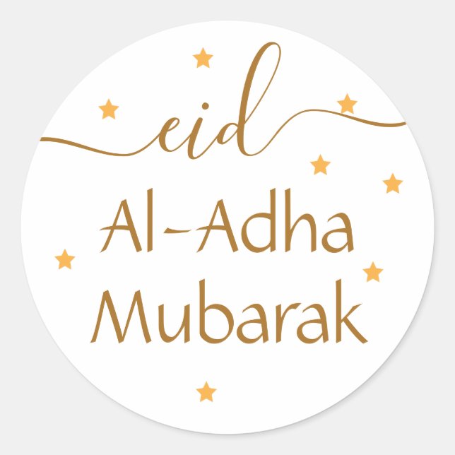 Eid Al Adha Mubarak Islamic Greeting Classic Round Sticker (Front)