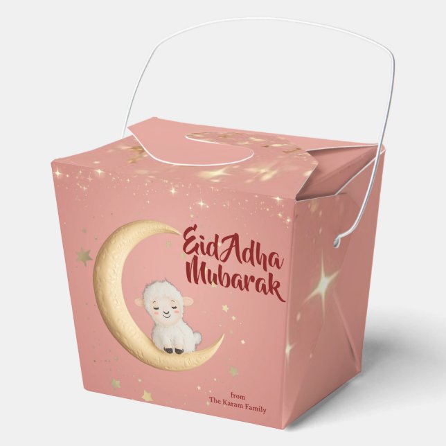Eid  Al Adha Mubarak  Modern Pink Favour Box (Front)