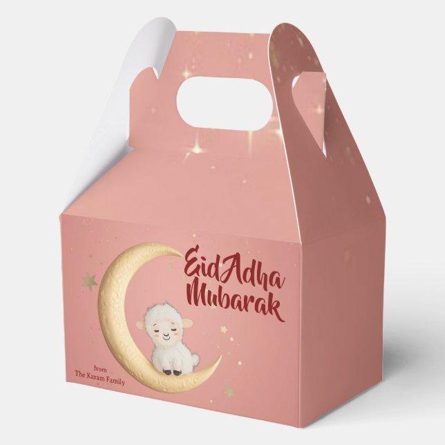 Eid  Al Adha Mubarak  Modern Pink Favour Box (Front)