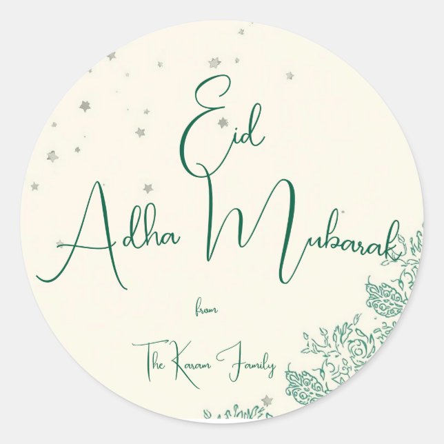 Eid  Al Adha Sage Green Dinner  Classic Round Sticker (Front)