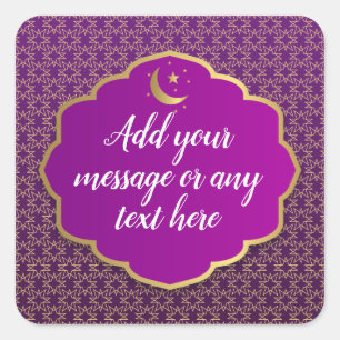 Eid Al-Fitr Elegant Gold and Purple Square Sticker