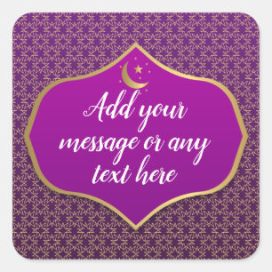 Eid Al-Fitr Gold Purple Square Sticker