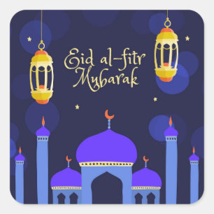 Eid Al Fitr Islamic Mosque  Square Sticker